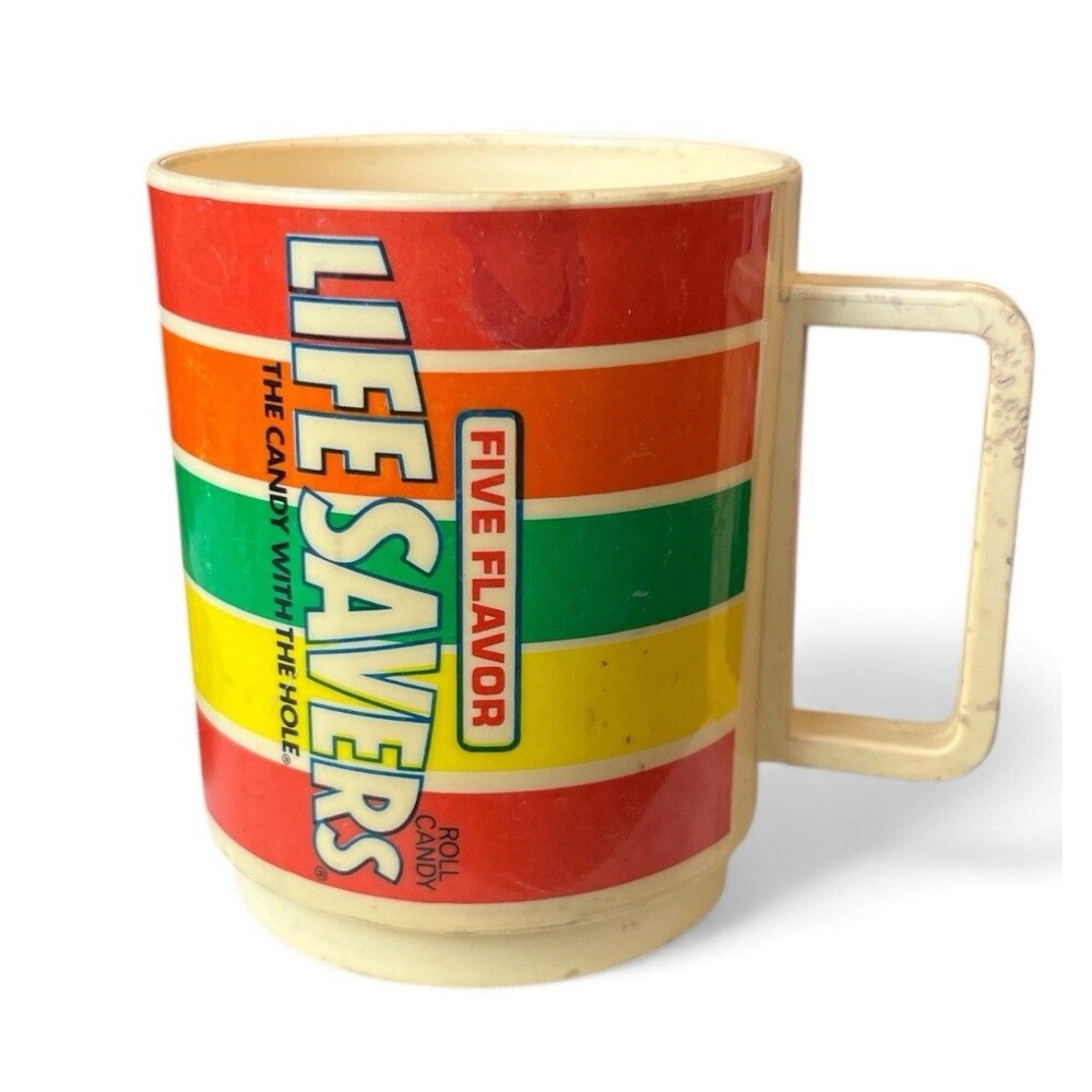Vintage Deka Plastic Life Savers Coffee Mug Sippy Cup Elizabeth NJ USA No Lid